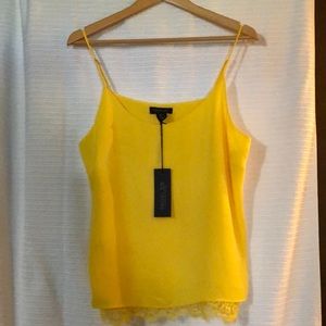 Rachel Zoe - Sleeveless Yellow Lace Trim Top - L
